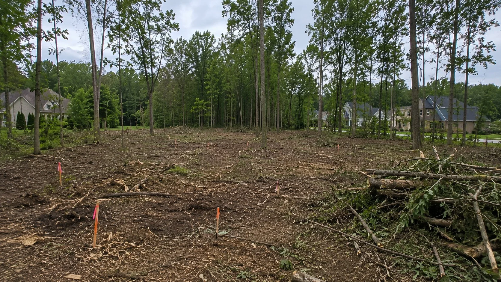 Residential lot being cleared for new home construction in Central Ohio